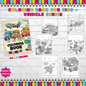 22 Kleurboek voertuigthema, kleurboek voor kinderen, afdrukbare kleurplaten, kleurboekomslagen, kleurplaten voor thuisonderwijs, onderwijs