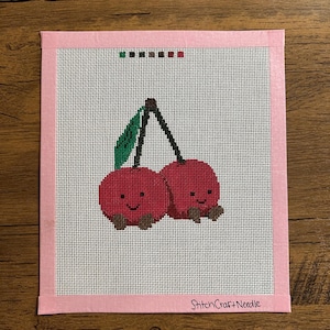 Pair of cherries needlepoint canvas