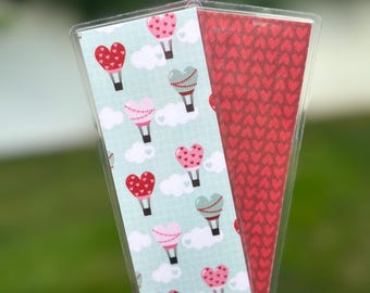 Valentine’s Day Reversible Laminated Bookmark Handmade Double-Sided Bookmark Floral Gift for Book Lovers