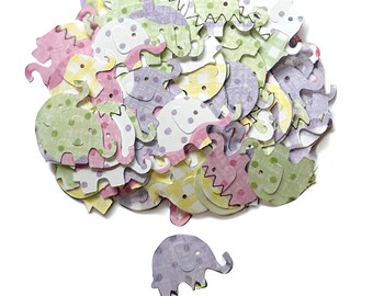 200 Elephant Confetti | 1” Pastel Pink Green Purple Baby Shower Decor | Circus Theme Party Table Scatter | Gender Neutral Confetti | Party