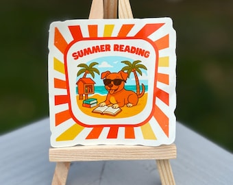 Summer Reading Sticker 3x3 Dog Reading