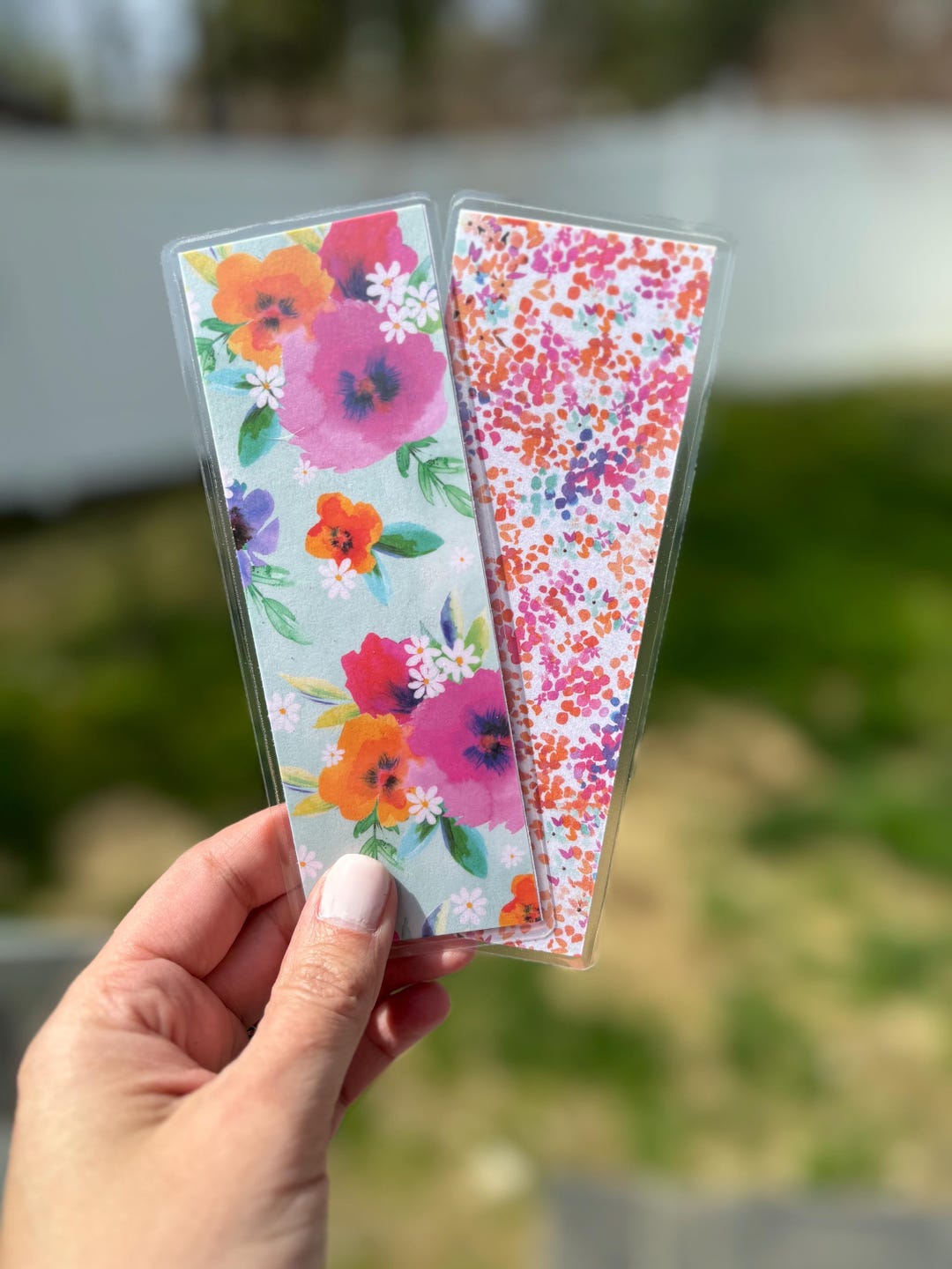 Floral Reversible Laminated Bookmark | Handmade Double-sided Bookmark ...