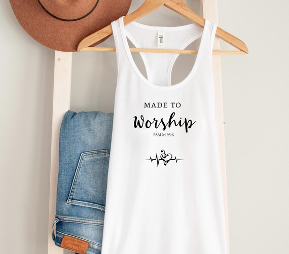 Made to Worship Flowing Tank | Inspirational Women's Workout Top, Casual Summer Wear, Christian Gift, Faith-Based Apparel