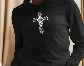 Lion cross Hooded long-sleeve tee