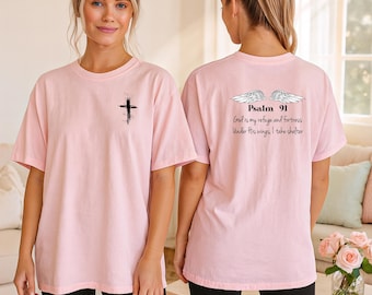 Psalm 91 Christian T-Shirt, Women's Faith Shirt, Jesus tshirt, Christian gifts for her, Jesus shirt