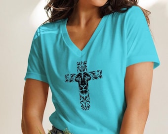 Lion Cross Women’s relaxed v-neck t-shirt
