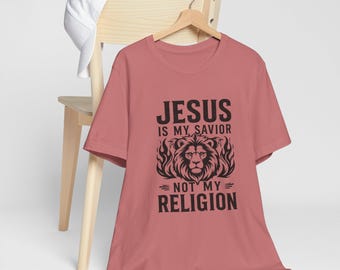 Jesus Is My Savior Not My Religion T-Shirt | Lion Graphic