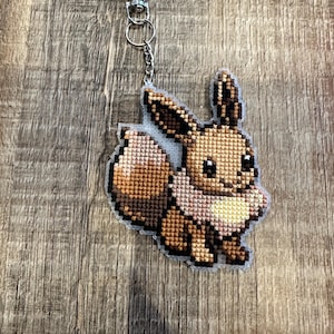 Llavero de punto de cruz de Eevee de doble cara