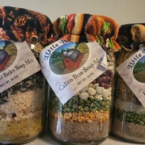 Mix soep in een pot; gelaagde ingrediënten; Grootte van een kwart: levert 4 liter op