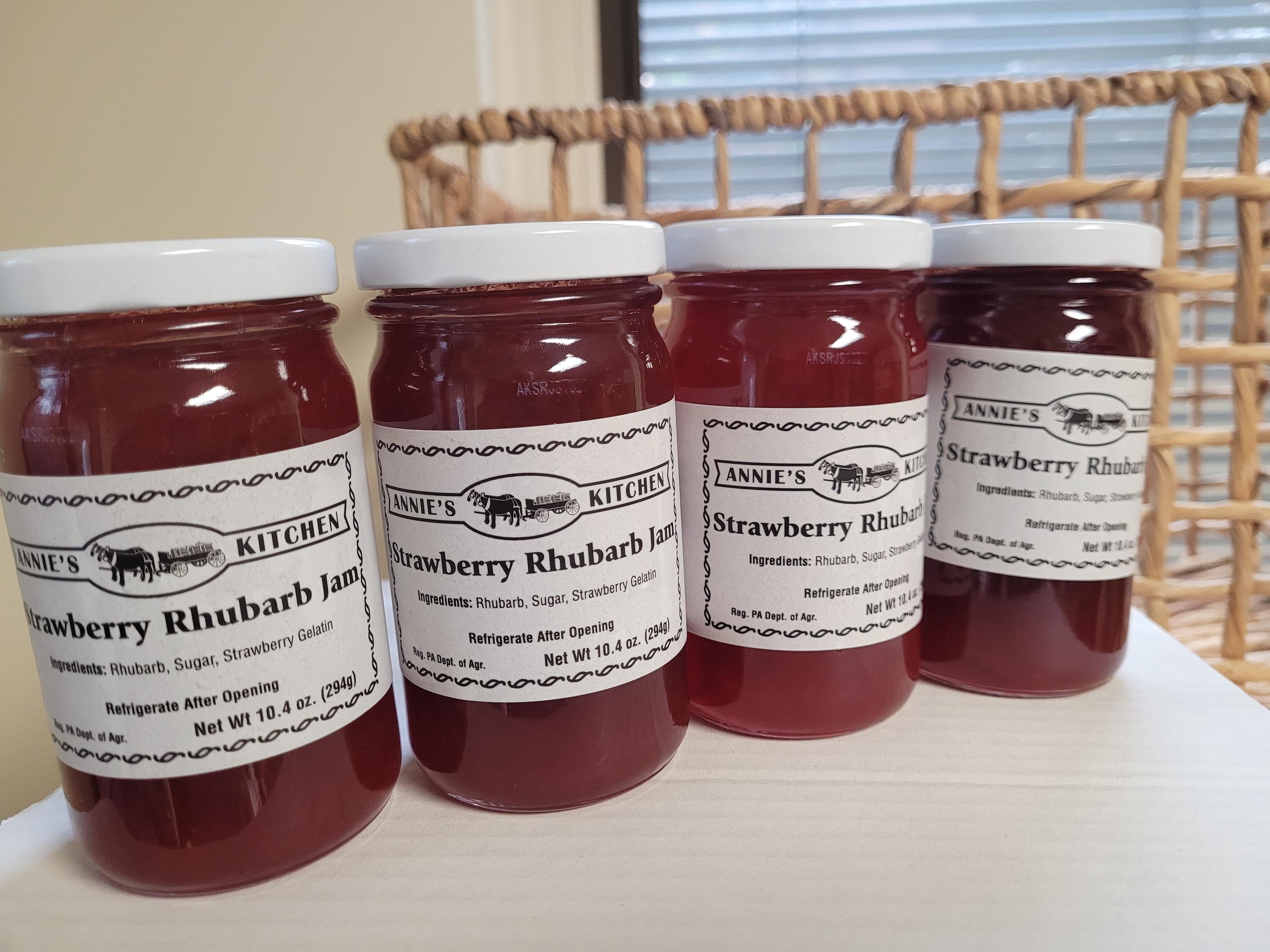 Strawberry Rhubarb Jam- 9 oz jars; Delicious combination of fruits! Simple ingredients