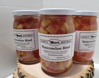 Watermelon Rind Pickles- OLD time recipe!  small batch canning, so yummy! Simple ingredients