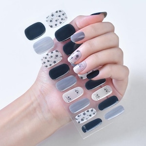 Black Rose Gel Nail Wraps｜ Grey Nail Wrap | Elegance Nails | Overlay Nail | Fall Nail Design | Semi-Cured Nail Wrap| Easter Gift For Her