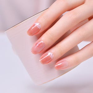 Rose Garden Gel Nail Wraps｜Pink Nail Wrap | Elegance Nails | Overlay Nail | Gardien Nail Design |Semi-Cured Nail Wrap|Easter Gift For Her