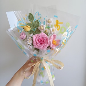 編み物の花、バラ、チューリップ、ギフト、手作り、バレンタイン、かぎ針編み、編み物