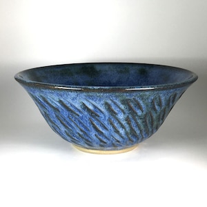 Handmade Cobalt Blue Serving Bowl - 9 1/4 Inch - Stoneware Clay - Kitchen - Dining
