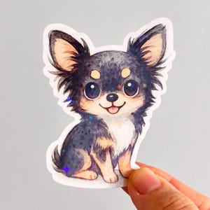 Sticker chien chihuahua noir Stickers chien, stickers pour voitures, bouteille, agenda, perte d'un animal de compagnie, cadeau pour elle, cadeau d'anniversaire, cadeau pour amoureux des chiens,