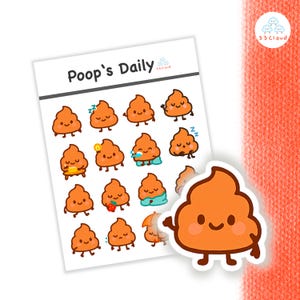 Schattig kakstickervel, kak emoji-pictogramstickers voor planners, plakboek, tijdschriften, cadeau voor haar, sticker waterfles, toilettrainingtracker