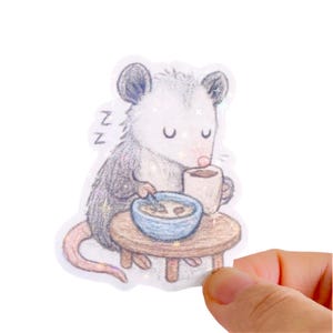 Sticker opossum minnaar, opossum vinyl sticker, waterdichte opossum sticker, briefpapier cadeau voor opossum minnaar, opossum waterdichte kawaii chibi schattig