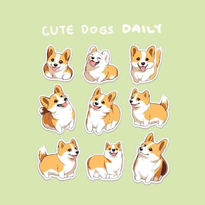 Sticker chien Welsh Corgi, sticker chiot, stickers pour voitures, planificateur de bouteille pour ordinateur portable, cadeau de perte d'animal de compagnie, cadeau pour elle, cadeau d'anniversaire, amoureux des chiens