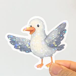 Seagull Bird Species Waterproof Vinyl Sticker,Kawaii Chibi Animal Lover Laptop Decal,Cute Cartoon Aviary Ornithology Souvenir Gift