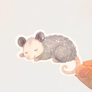 Sticker amateur d'opossum, autocollant vinyle opossum, autocollant opossum imperméable, cadeau de papeterie pour amateur d'opossum, opossum imperméable kawaii chibi mignon