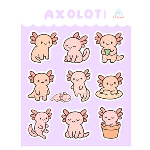 Adesivo in vinile Axolotl, regalo per ragazzi, ragazze e adolescenti, adesivo per computer portatili e quaderni, simpatici adesivi per planner, cancelleria, album di ritagli, regalo per lei