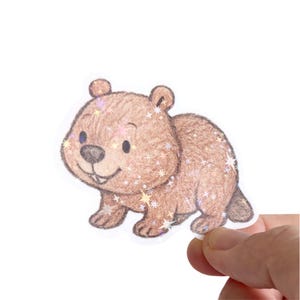 Pegatina para amantes de los castores, pegatina de vinilo de castor, pegatina de castor resistente al agua, regalo de papelería para amantes de los castores, castor impermeable kawaii chibi lindo