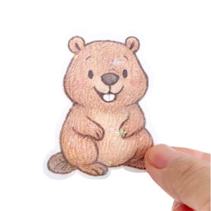 Adesivo per amanti del castoro, adesivo in vinile con castoro, adesivo impermeabile con castoro, regalo di cancelleria per amanti del castoro, adesivo impermeabile con castoro kawaii chibi carino