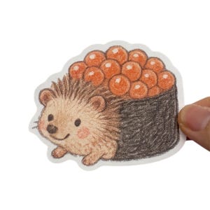 Sticker hérisson mignon en rouleau de sushi, Stickers autocollants drôles pour journal, voitures, tablette, planificateur de bouteilles pour ordinateur portable, cadeau de perte d'animal de compagnie, cadeau pour elle, anniversaire
