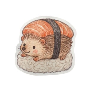 Sticker hérisson mignon en rouleau de sushi, Stickers autocollants drôles pour journal, voitures, tablette, planificateur de bouteilles pour ordinateur portable, cadeau de perte d'animal de compagnie, cadeau pour elle, anniversaire