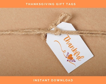 Etiquetas de regalo de Acción de Gracias, Etiqueta de agradecimiento, Regalo de agradecimiento, Plantilla para Acción de Gracias con amigos, Etiqueta de agradecimiento imprimible, Descarga instantánea en PDF