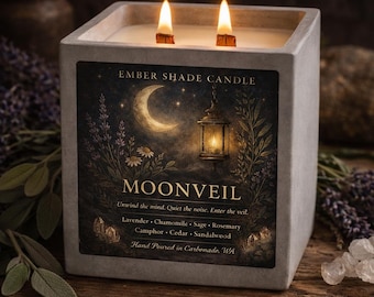 Ember Shade - Moonveil Bedtime Ritual Candle Lavender, Chamomile, Sage, Rosemary, Camphor, Cedar, and Sandalwood