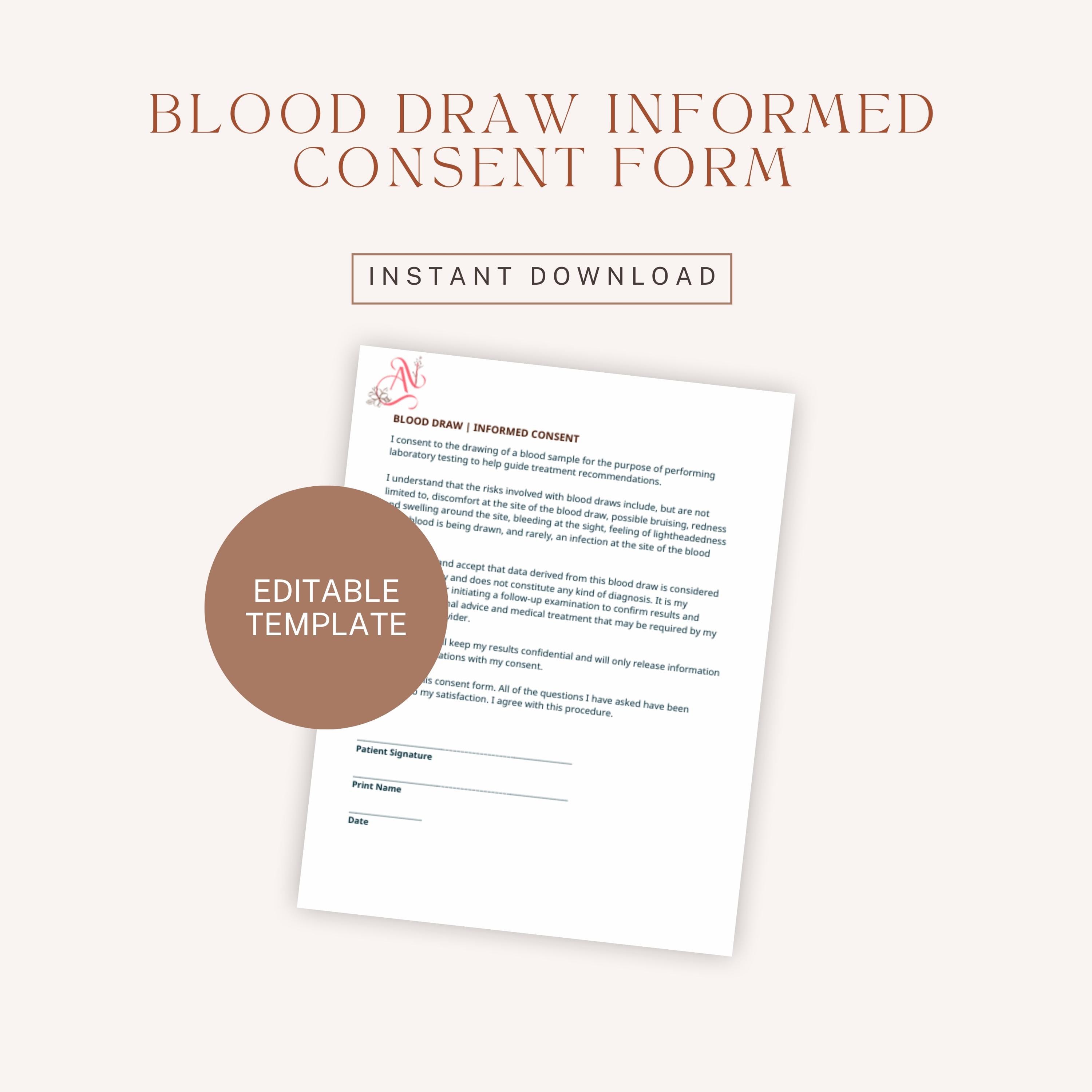 Blood Consent Form.pdf Blood Draw Informed Consent Form - Venipuncture Consent Template ...