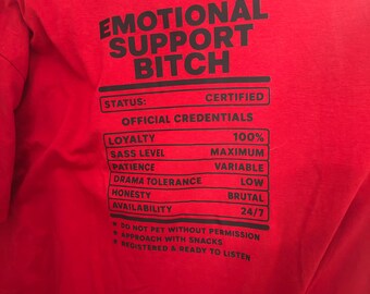 Emotional Support Bitch T-Shirt, Funny Queer Graphic Tee, Sarcastic LGBTQ Pride Shirt