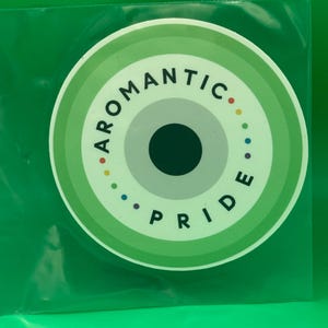 Aromantic Pride Sticker, Aro Pride Vinyl Decal, Green White Gray Black LGBTQ Water Bottle Laptop Sticker Large