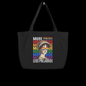 Mer stolthet, mindre fördomar, ekologisk tygväska – Queer Pride Statement-väska – miljövänlig protest Carryallorganic tygväska bild 4