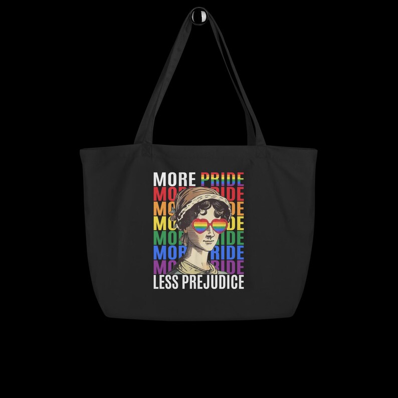 Mer stolthet, mindre fördomar, ekologisk tygväska – Queer Pride Statement-väska – miljövänlig protest Carryallorganic tygväska bild 4