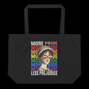 Mer stolthet, mindre fördomar, ekologisk tygväska – Queer Pride Statement-väska – miljövänlig protest Carryallorganic tygväska bild 3