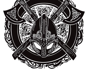 Sticker Axes du Valhalla, Sticker vinyle casque Viking, Sticker bouteille d'eau pour ordinateur portable mythologie nordique