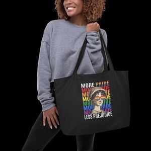 Mer stolthet, mindre fördomar, ekologisk tygväska – Queer Pride Statement-väska – miljövänlig protest Carryallorganic tygväska bild 5