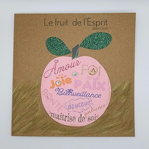 Carte double artisanale message biblique - le fruit de l'Esprit - fabriqué en France