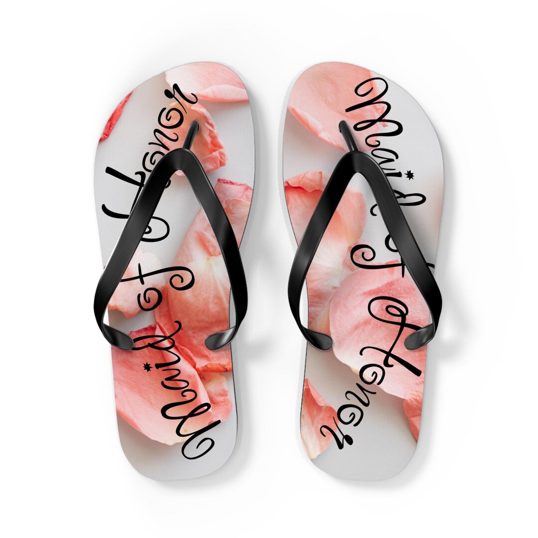 Leaf Heart Bridal Party Flip Flops
