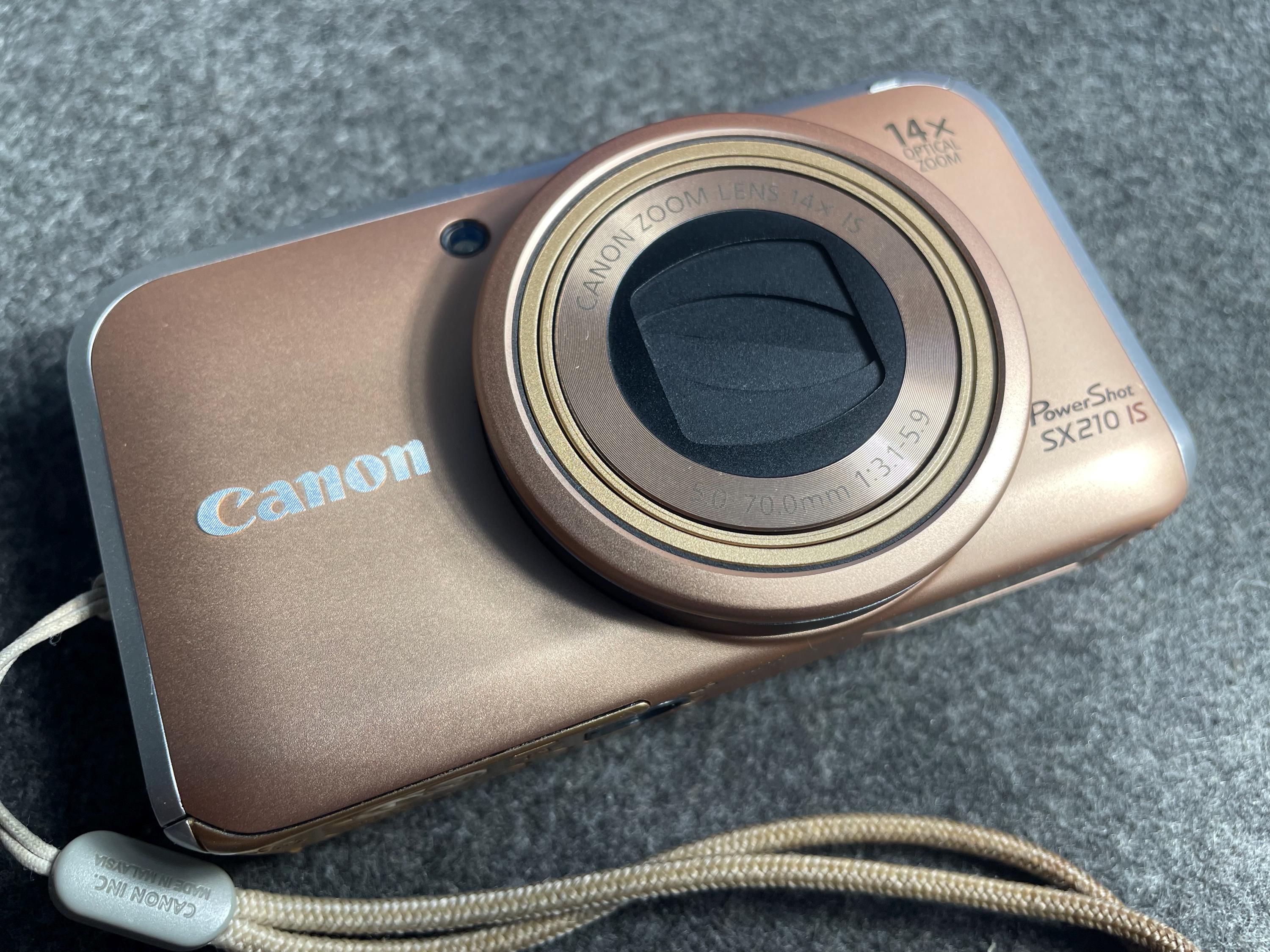 希少なゴールドCanon PowerShot SX210 ISデジタルカメラ：フルセット