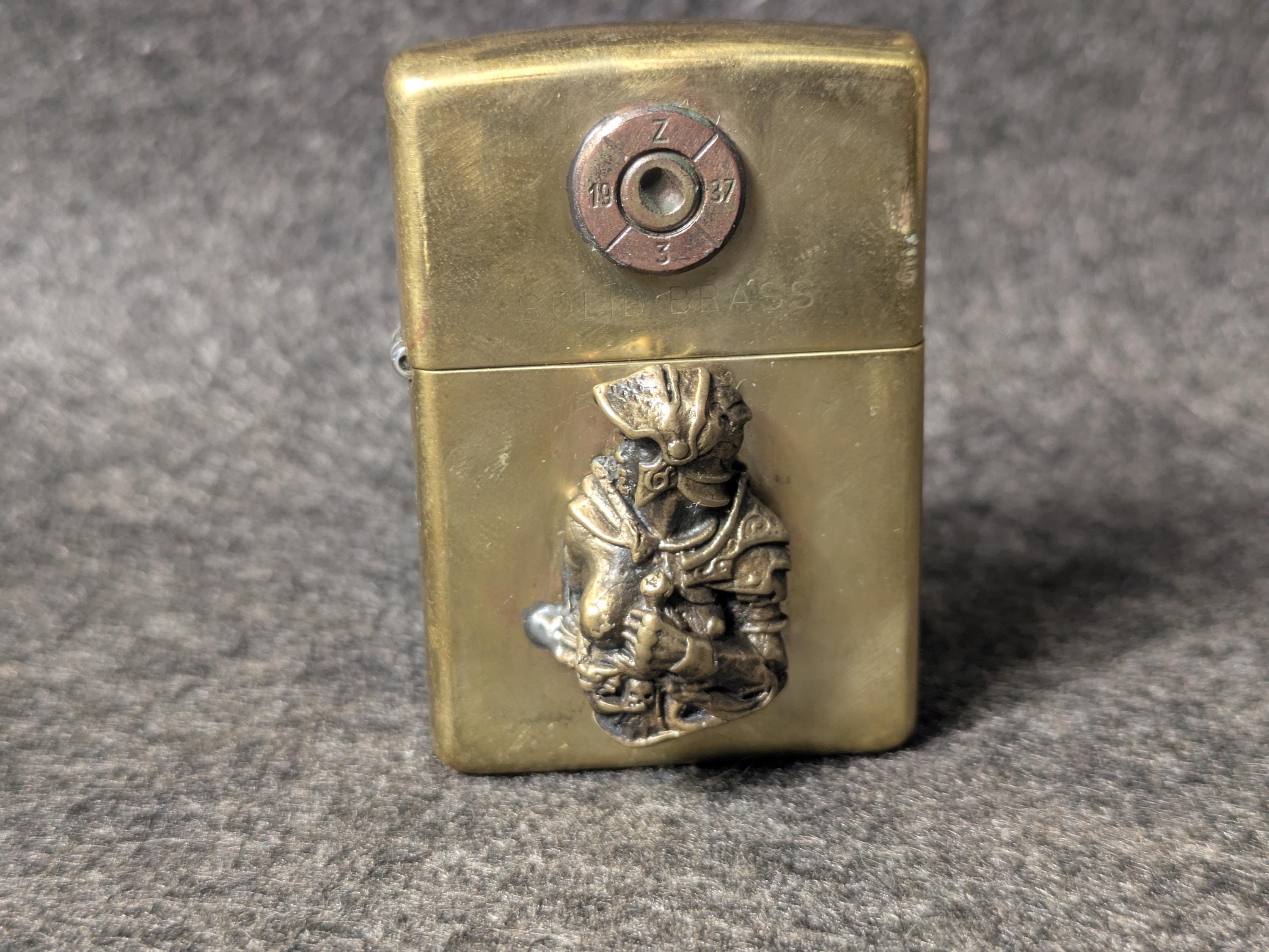 Handmade Zippo Lighter – Bronze Knight Helmet Design – Custom