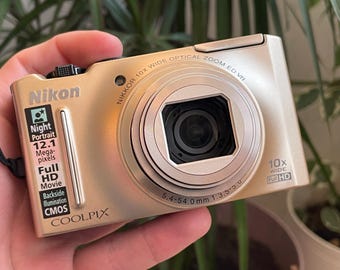 Gold Nikon Coolpix S8100 Y2K Digital Camera, Battery & Charger
