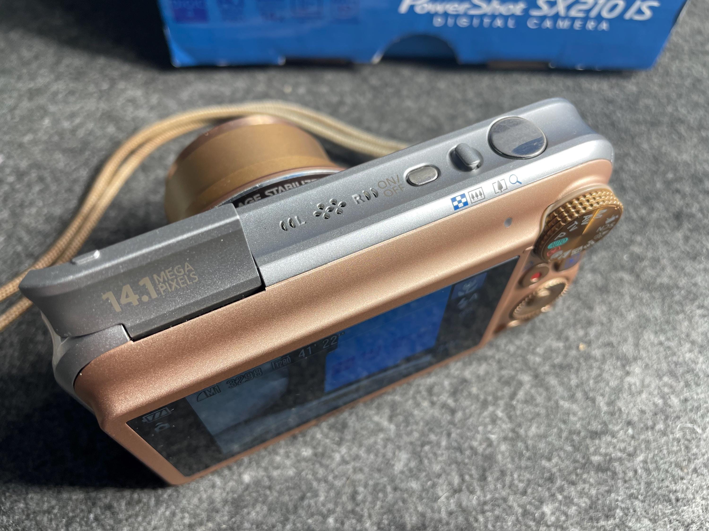 希少なゴールドCanon PowerShot SX210 ISデジタルカメラ：フルセット