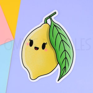 Kawaii Lemon Sticker • Waterproof Vinyl Decal • Laptop Decor • Water bottle Label • Gift For Foodie • Cute Fruit