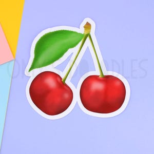 Red Cherries Sticker • Waterproof Vinyl Decal • Fruit Theme • Laptop Decor • Water bottle Label