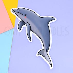 Kawaii Dolphin Sticker • Waterproof Vinyl Decal  • Laptop Decor • Ocean wildlife • Animal Lover • Nature Enthusiast