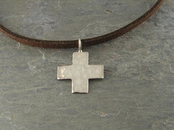 hammered cross necklace